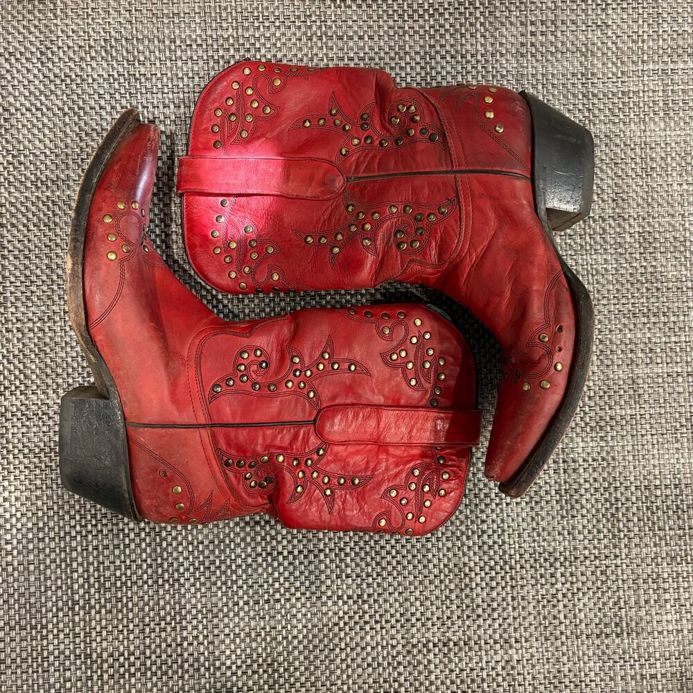 Red corral ankle boots
